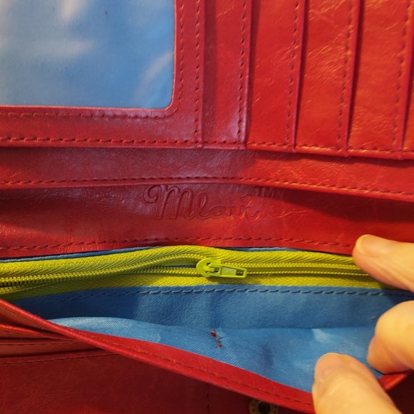 Mlavi Vegan Leather Wallet: Aztec Water Color Design: size 7.5"x3.5" - Picture 7 of 7